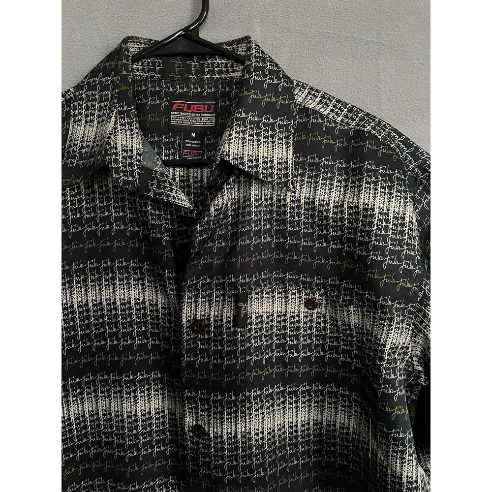 FUBU The Collection All Over Print Button Up Shirt Vtg 90s Hip Hop Med